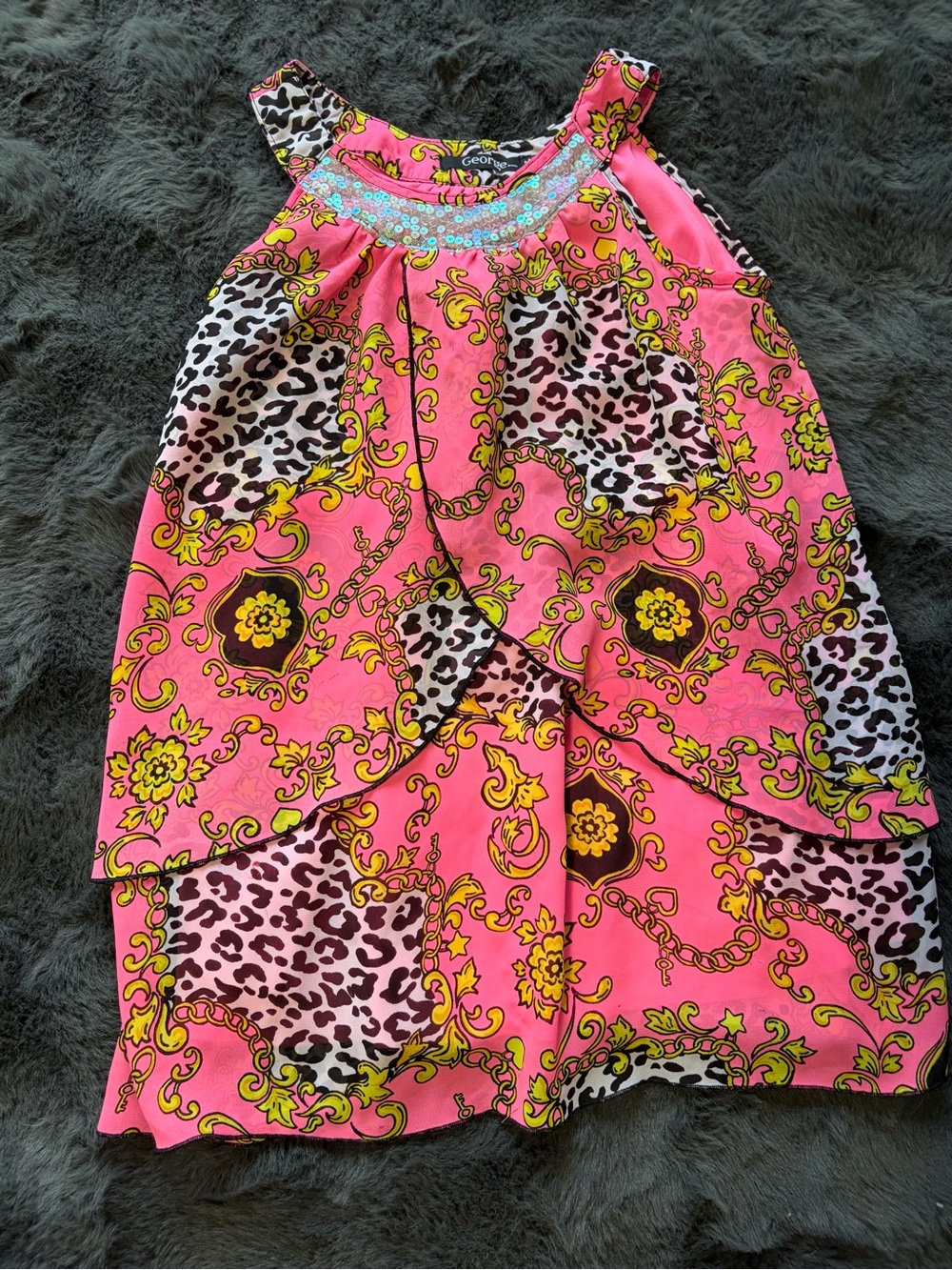 Girls Pink Leopard & Baroque Print SHIRT size 10/12